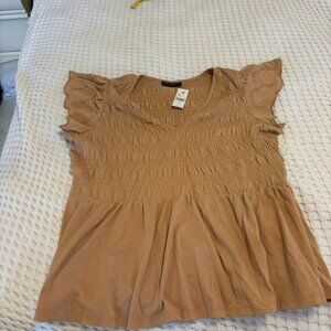 Lane Bryant babydoll top, tan, size 18-20, tags, never worn